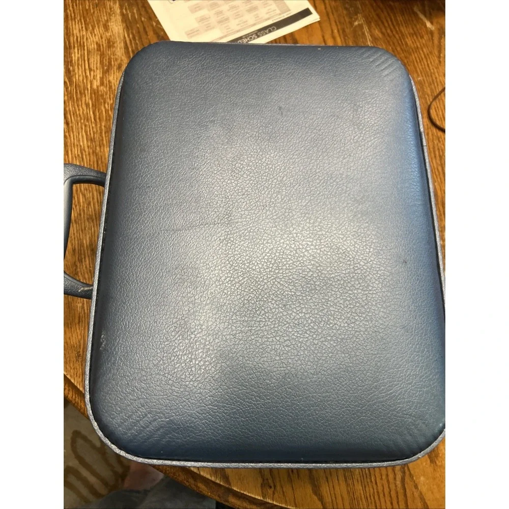 Vintage 1960's Mid Century Blue Hardshell Mod Travel Smart Suitcase/Luggage